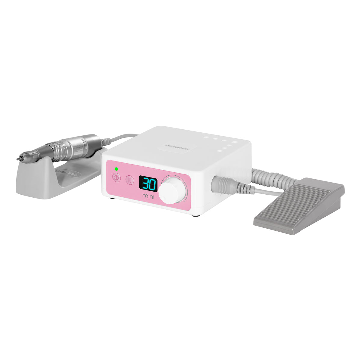 Saeyang Marathon K35 mini pink nail drill machine with H200 handpiece, compact electric nail drill for professional manicures