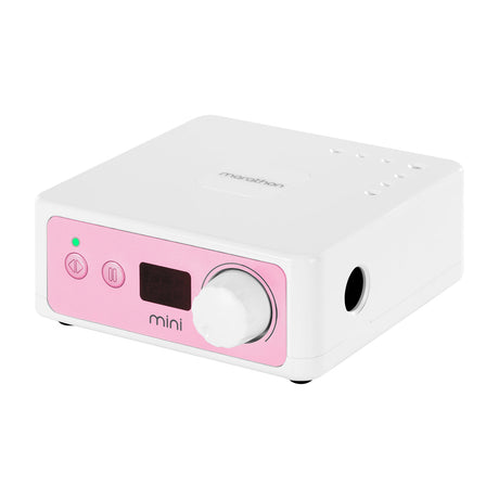 Saeyang Marathon K35 mini pink nail drill machine with H200 handpiece, compact professional manicure and pedicure tool.