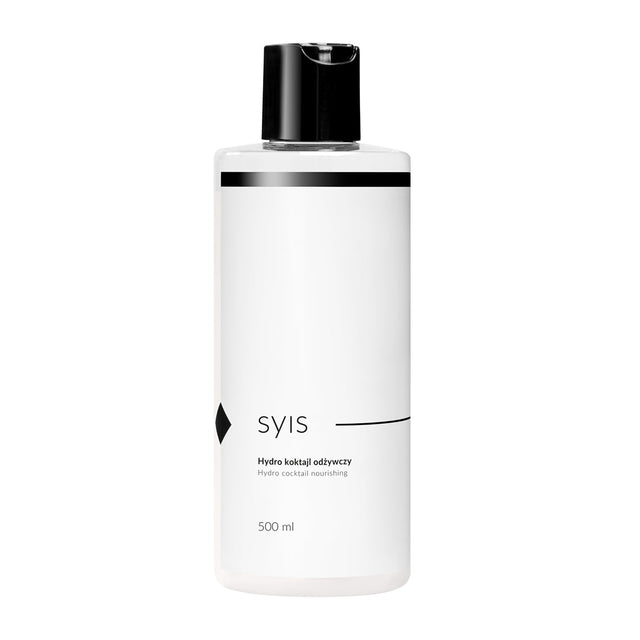Syis Hydro nutritional cocktail 500 ml bottle, hydrogen cleansing drink with vibrant blue liquid and label, for hydration and detox.