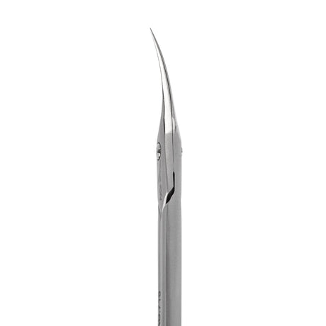 Left-handed NGHIA cuticle scissors with precise blades for grooming, shown on a clean white background.