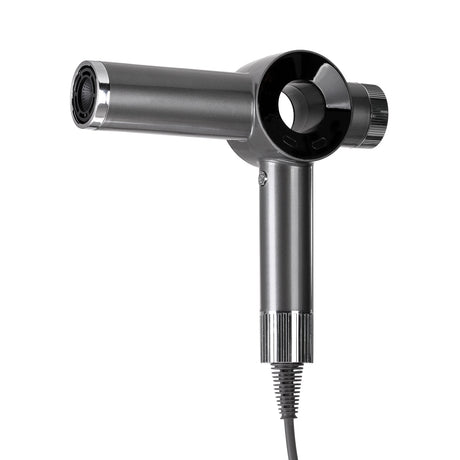 Kessner JET2 professional hair dryer with 2200W power, black and silver design, featuring a concentrator nozzle attached.