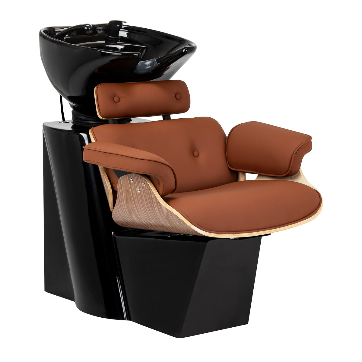 Gabbiano Florence brown hairdressing wash unit with black ceramic basin