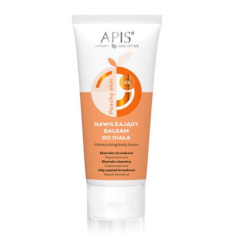 APIS Peachy Skin Moisturizing Body Lotion 200 ml bottle, featuring peach and skin tone design, for smooth, hydrated skin.