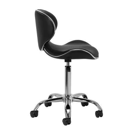 Gabbiano black cosmetic stool Q-4599 V2 for beauty salons, with cushioned seat and adjustable height.