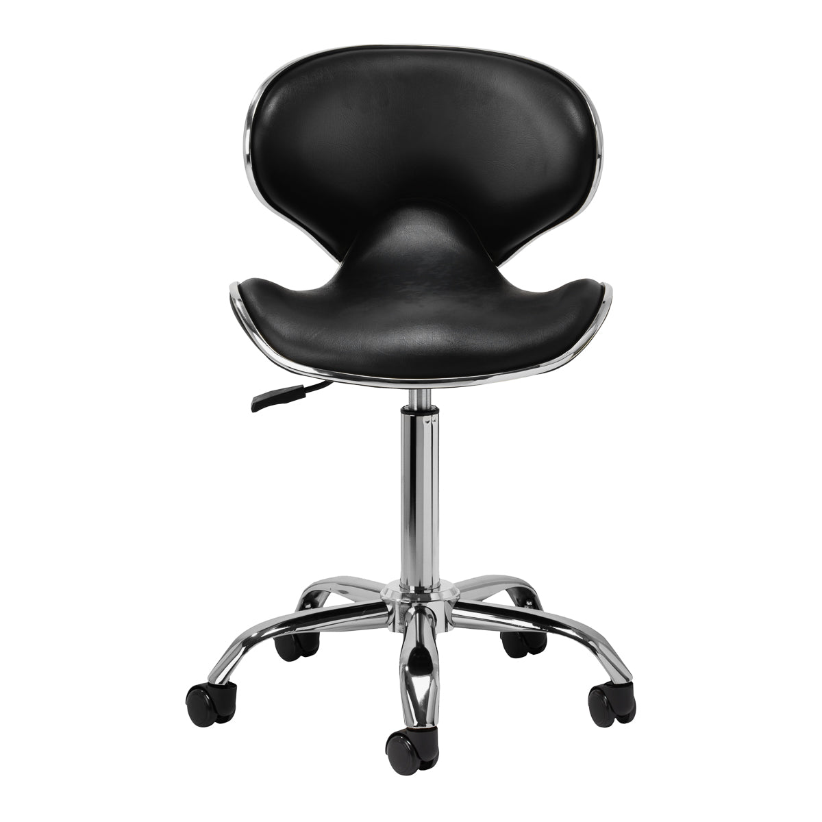 Gabbiano cosmetic stool Q-4599 in black, a sleek beauty salon furniture piece with a cushioned seat and adjustable height.