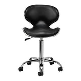 Gabbiano cosmetic stool Q-4599 in black, a sleek beauty salon furniture piece with a cushioned seat and adjustable height.