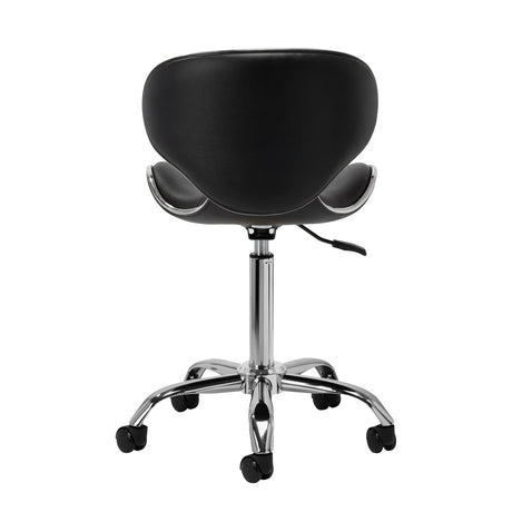 Black Gabbiano cosmetic stool Q-4599, a sleek beauty salon furniture piece with a cushioned seat and adjustable height.