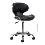 Gabbiano black cosmetic stool Q-4599 V2 for beauty salon furniture, featuring a padded seat and adjustable height.