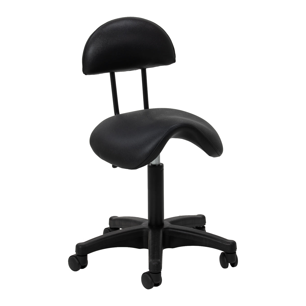 Μαύρο κοσμητολογικό σκαμπό ACTIVESHOP 6001 τύπου σέλας με πλάτη