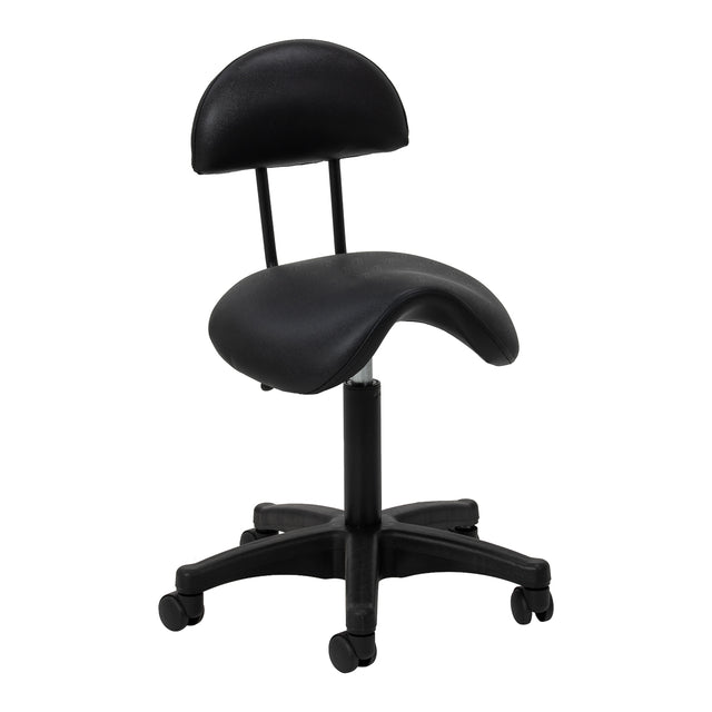 Μαύρο κοσμητολογικό σκαμπό ACTIVESHOP 6001 τύπου σέλας με πλάτη