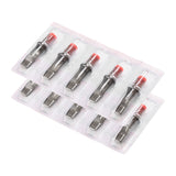 Set of 10 EL CARTEL V2 0.35mm 21RM LongTaper tattoo cartridges with precision needles for professional tattooing.
