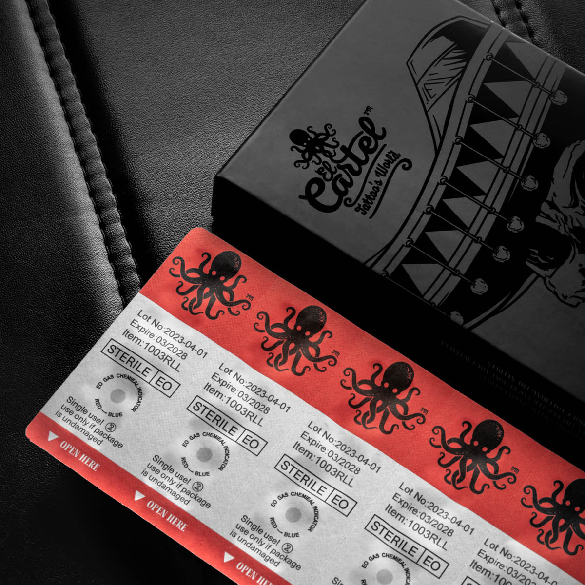 Set of 10 EL CARTEL V2 0.35mm 21RM LongTaper tattoo cartridges with precision needles for professional tattooing.