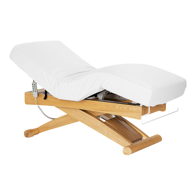 Sillon Siesta Ηλεκτρικό Κρεβάτι SPA – Λευκό, Βάση Ανοιχτό Καφέ · Γενική όψη