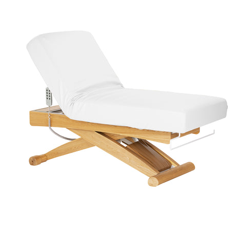 Sillon Siesta Ηλεκτρικό Κρεβάτι SPA – Λευκό, Βάση Ανοιχτό Καφέ · Ανακλινόμενη θέση