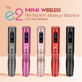SoulNOVA E2 Mini wireless PMU machine pen in black with 2.5mm tip for permanent makeup procedures.