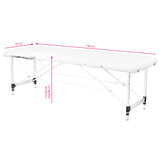 2-section aluminum folding massage table, comfort, white - BVShop