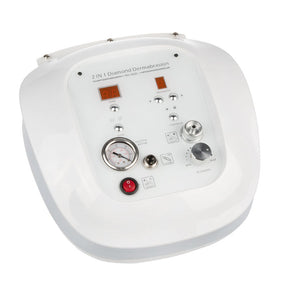 Beauty System 2-in-1 Microdermabrasion and peeling device with digital display and control buttons for skincare treatment.