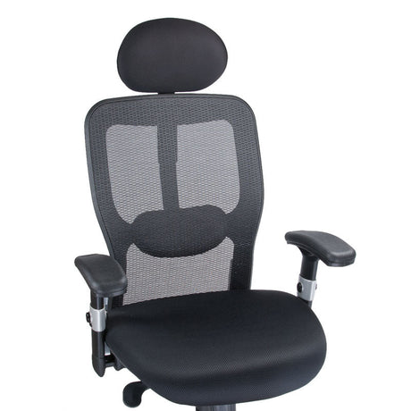 Ergonomic black office chair with adjustable armrests and lumbar support from Beauty System's CorpoComfort BX-4029A collection.