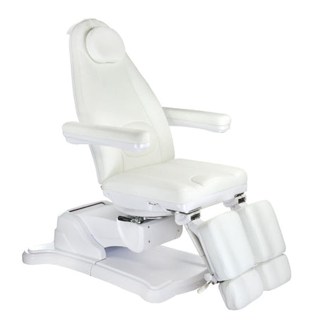 White electric cosmetic chair by Beauty System, Mazaro BR-6672C, featuring adjustable seating for beauty and spa treatments.