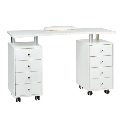 White manicure table from Beauty System with drawers and workspace for nail treatments, model BD-3425.