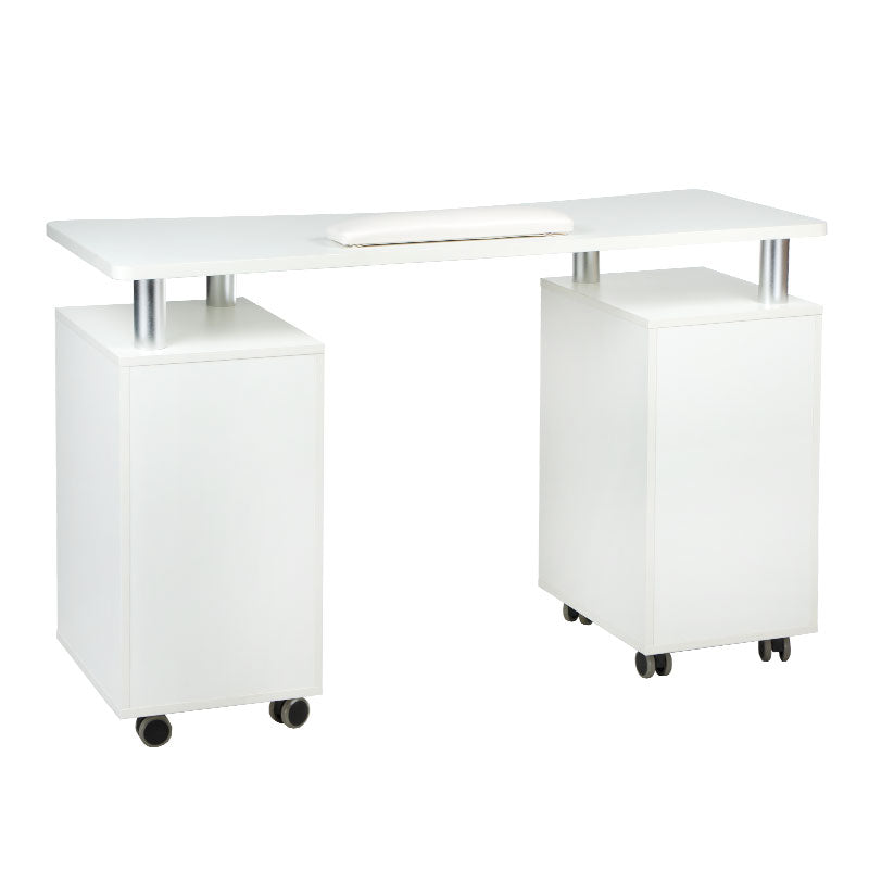White Beauty System Manicure Table BD-3425 with sleek surface and storage drawers for professional nail salon use.