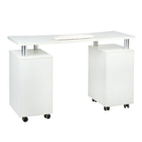 White Beauty System Manicure Table BD-3425 with sleek surface and storage drawers for professional nail salon use.