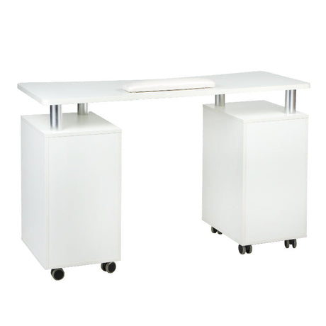 White Beauty System Manicure Table BD-3425 with sleek surface and storage drawers for professional nail salon use.