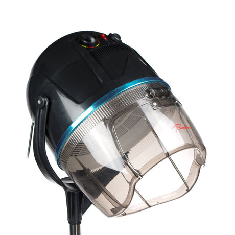 Black Beauty System Hair Dryer on stand BB-6082H with adjustable nozzle and ergonomic handle, displayed on a white background.
