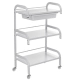Beauty System cosmetic cabinet NG-ST026 with multiple compartments and mirror for organized makeup and skincare storage.