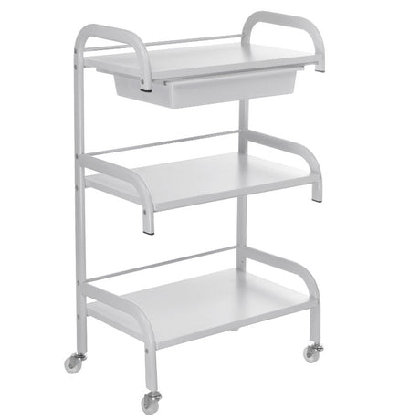 Beauty System cosmetic cabinet NG-ST026 with multiple compartments and mirror for organized makeup and skincare storage.