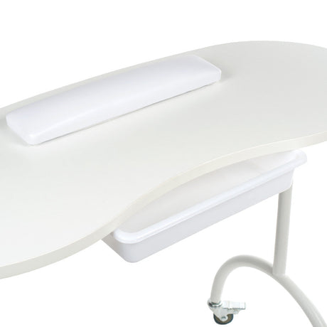 Foldable Beauty System manicure table with adjustable height and carrying bag, compact and portable for professional nail care.