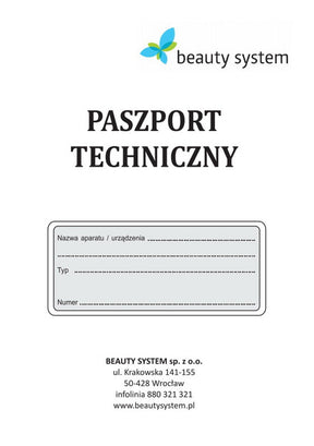 Beauty System technical passport overview and establishment document for Zero product line, showcasing key product details.