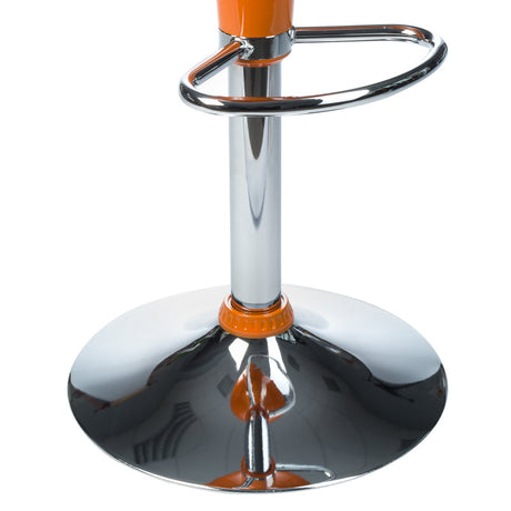 Orange bar stool BX-1002 by Beauty System with a sleek design and padded seat, shown from a side angle.