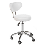 White cosmetic stool BT-229 by Beauty System with adjustable height and cushioned seat for professional beauty treatments.