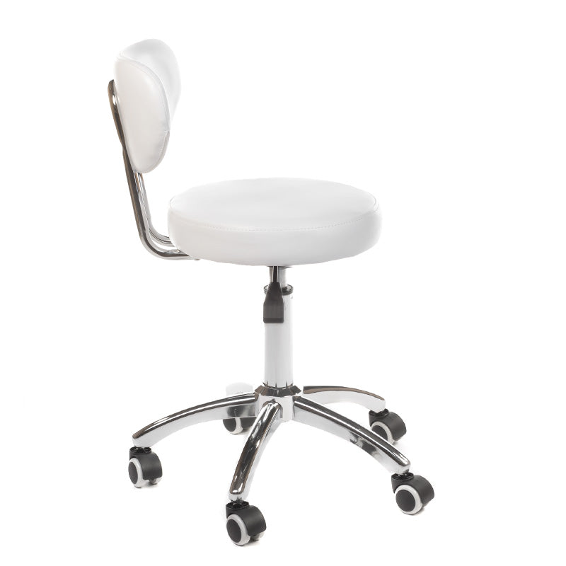 White Beauty System Cosmetic Stool BT-229 with cushioned seat and adjustable height, designed for professional beauty salons.