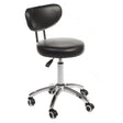 Black cosmetic stool with backrest, BT-229 model by Beauty System, featuring a cushioned seat and sturdy base for salon or spa use.
