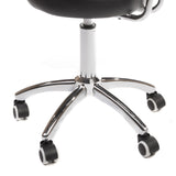 Black cosmetic stool with backrest, model BT-229 from Beauty System, featuring a cushioned seat and sturdy metal frame.