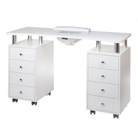 Beauty System manicure table with dust extractor, white BD-3425+P for professional nail care and salon use.
