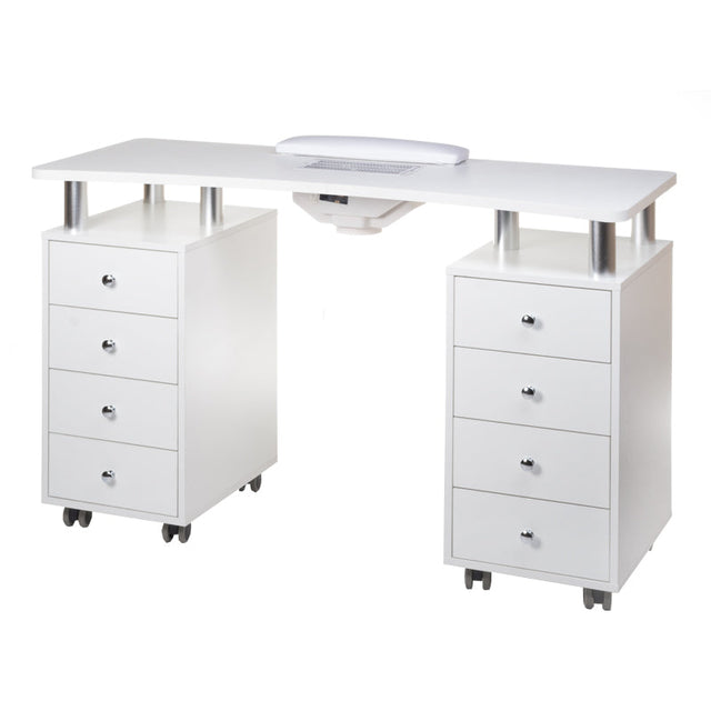 Beauty System manicure table with dust extractor, white BD-3425+P for professional nail care and salon use.