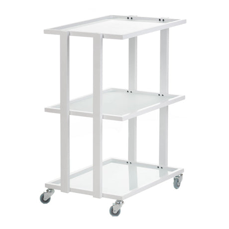 White Beauty System cosmetic cabinet BCH-5043 with multiple shelves and drawers for organized makeup and skincare storage.