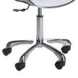 Beauty System cosmetic stool with backrest in white, adjustable height and padded seat for professional beauty salon use.