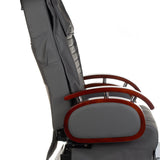 Gray pedicure armchair with massage features from Beauty System, designed for comfortable foot care and salon use.