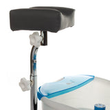Gray pedicure chair with built-in foot massager from Beauty System, featuring a cushioned seat and modern design for salon use.