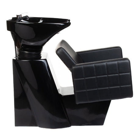 Black Ernesto hair washing station by Beauty System featuring a sleek basin and comfortable chair for salon use.