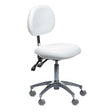 White medical stool with backrest, Beauty System BD-Y941, featuring adjustable height and cushioned seat for clinical or salon use.