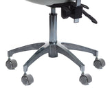 White medical stool with backrest from Beauty System, featuring adjustable height and ergonomic design for clinical or salon use.