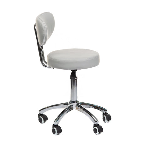 Gray cosmetic stool BT-229 by Beauty System with padded seat and adjustable height for salon or makeup use.