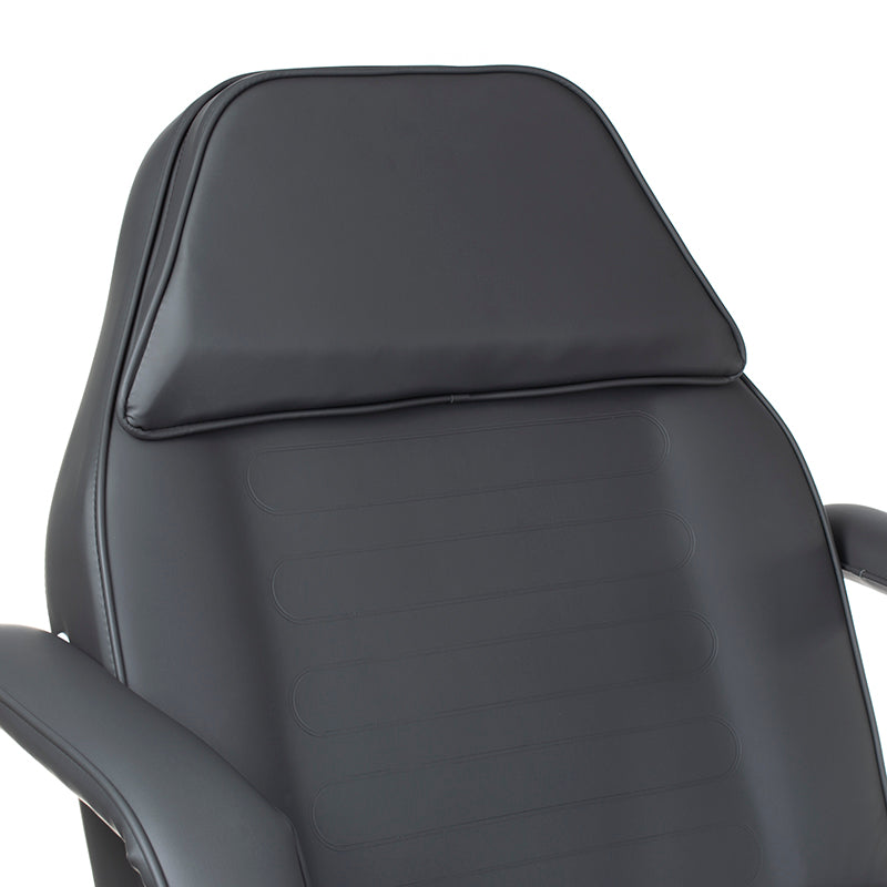 Gray hydraulic cosmetic armchair by Beauty System, featuring adjustable height and cushioned seat for salon treatments.