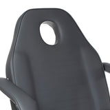 Gray hydraulic cosmetic armchair with adjustable features, designed for beauty salons by Beauty System.