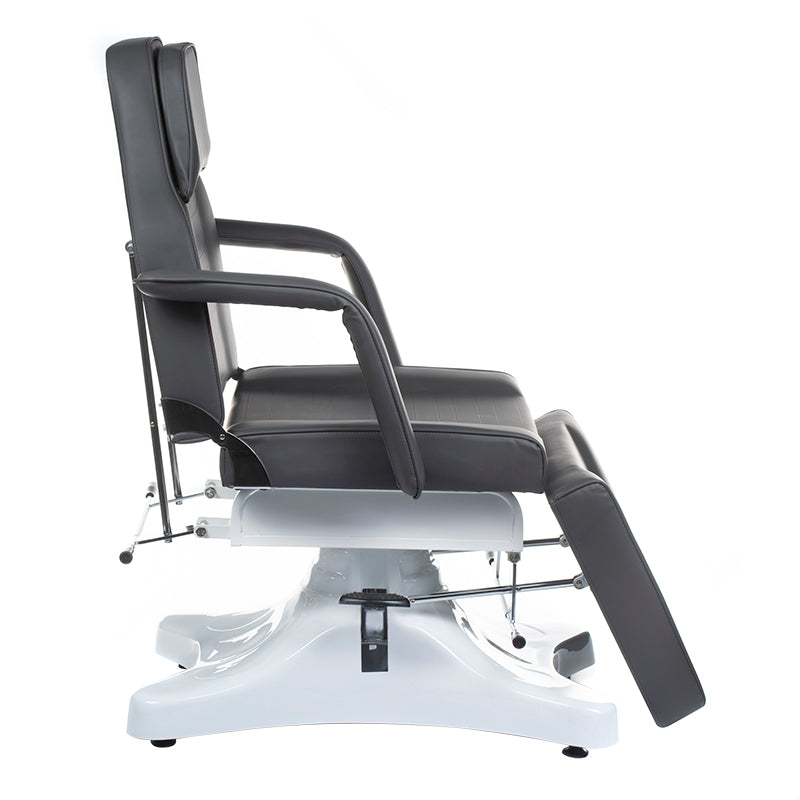 Gray hydraulic cosmetic armchair BD-8222 by Beauty System with adjustable height and plush upholstery for beauty salons.